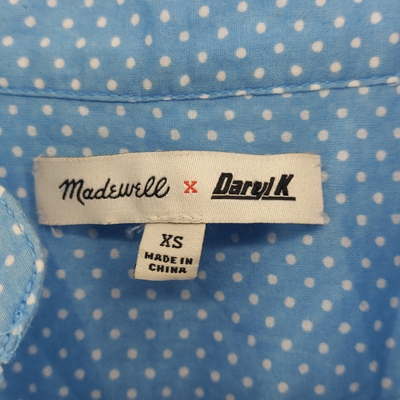 Madewell x Daryl K button up top polka-dot blue cotton - Picture 4 of 8